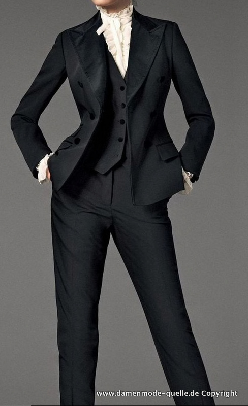 Damen Outfits Zweiteiler, Damen Business Hosenanzug Elegant in Schwarz mit  Weste