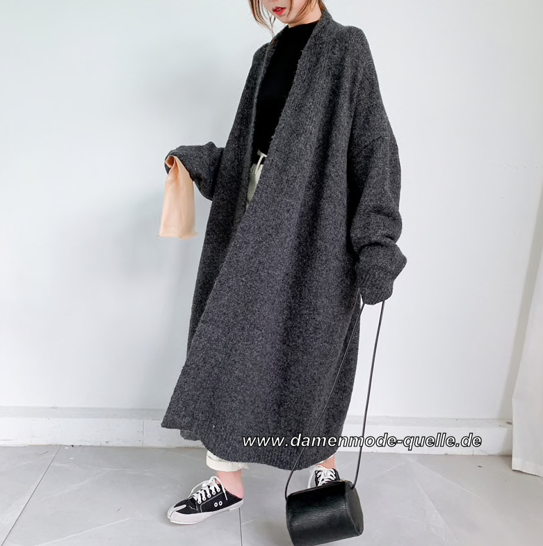 Damen Oberbekleidung Alpaka Mischung Pullover Strickjacke Lang Fur Damen In Schwarz Damenmode Gunstig Online Kaufen