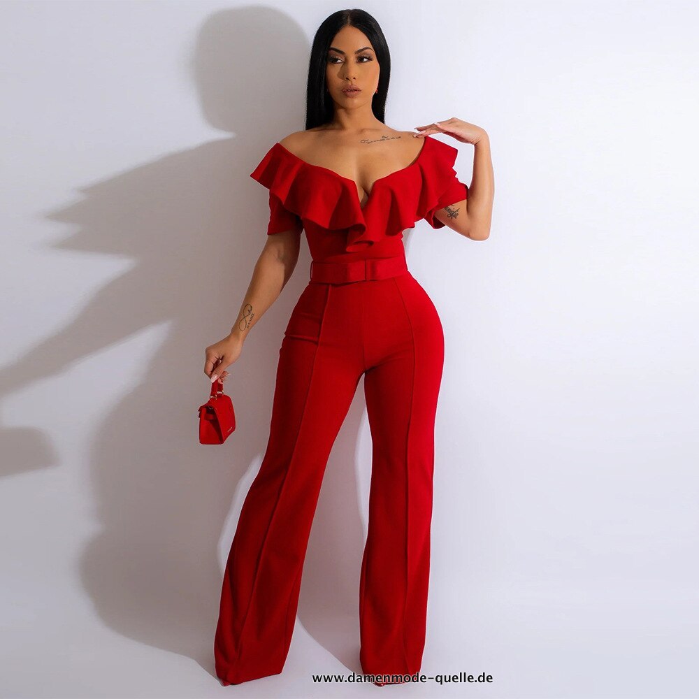 Jumpsuit Einteiler 2024 Roter Damen Jumpsuit 2023 Damenmode Günstig