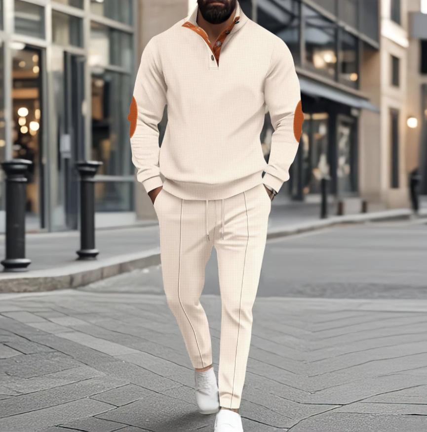 Herren Freizeti Anzug Leger Atmungsaktiv Beige Creme