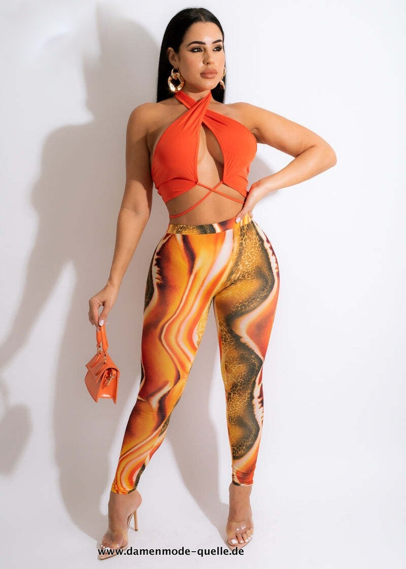Twist Crop Top und Legging Hose im Set