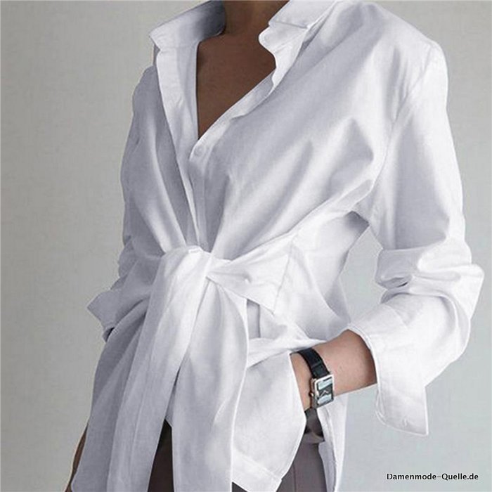 Blusen Damen Langarm Elegant in weiß