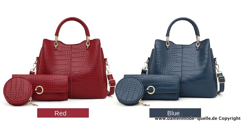 3 Teiliges Set Damen Composite Handtasche mit Geldbeutel versch Farben