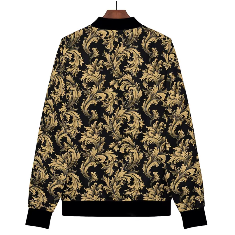 3D Print Herren Bomber Jacke Alain Schwarz Gold