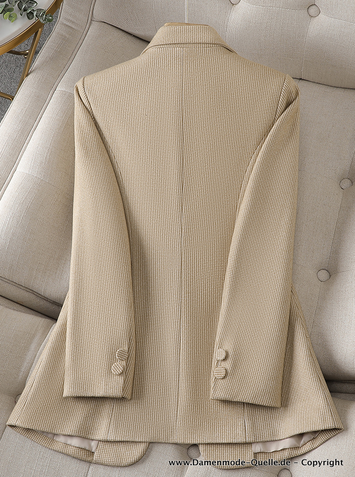 A-Linie Business Damen Blazer in Khaki mit Einem Knopf