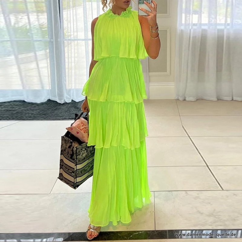 Ärmelloses Damen Rüschen Kleid 2023 Sommermode Elegant