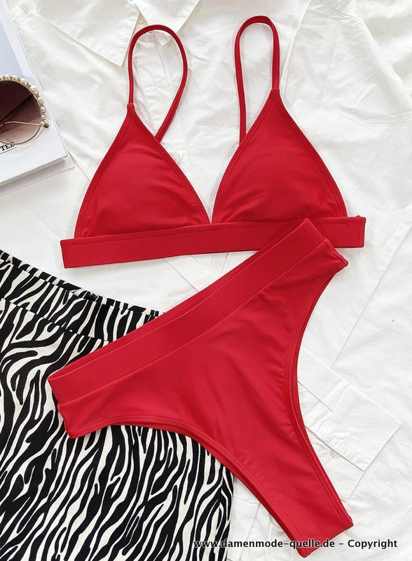 Bikini mit Hohe Taille in Rot