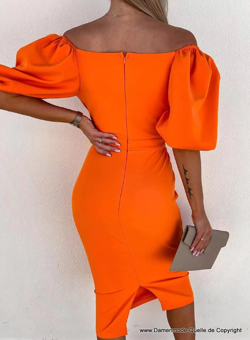 Bodycon Party Kleid Elegant Wadenlang in Orange