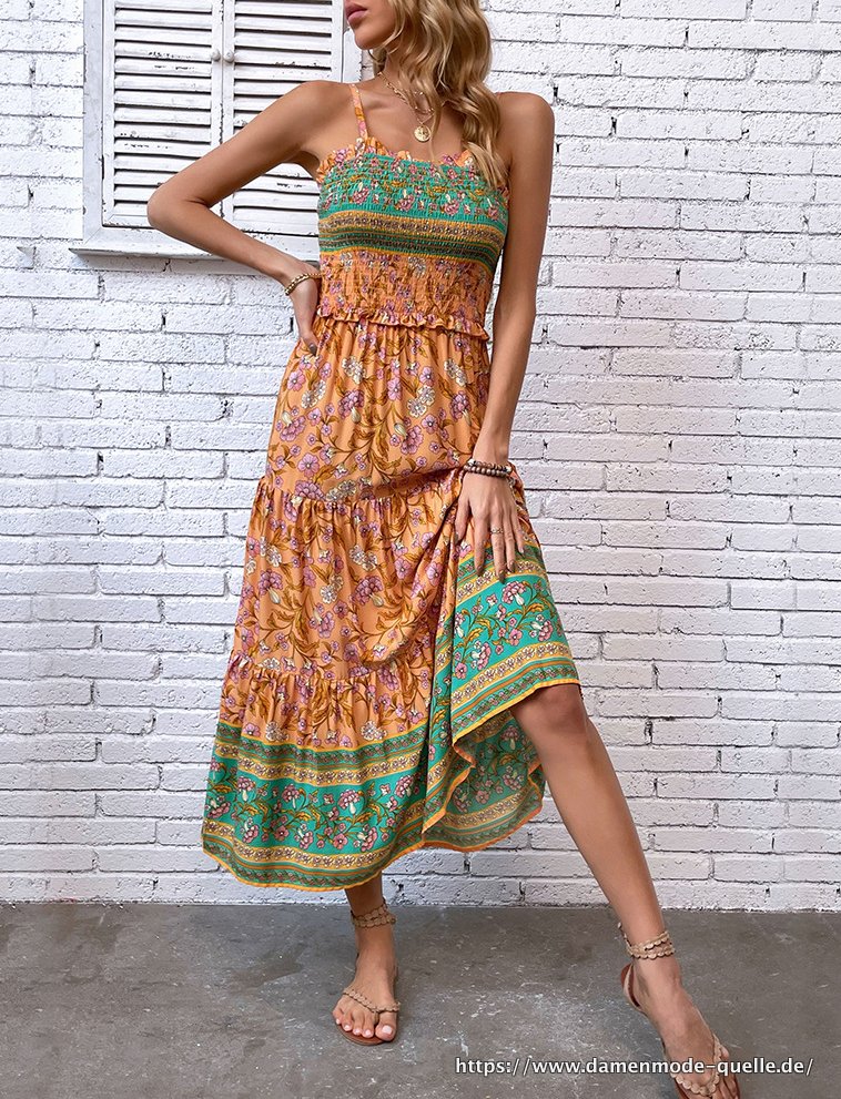 Boho Kleid für Damen Viskose Sommerkleid Elegant