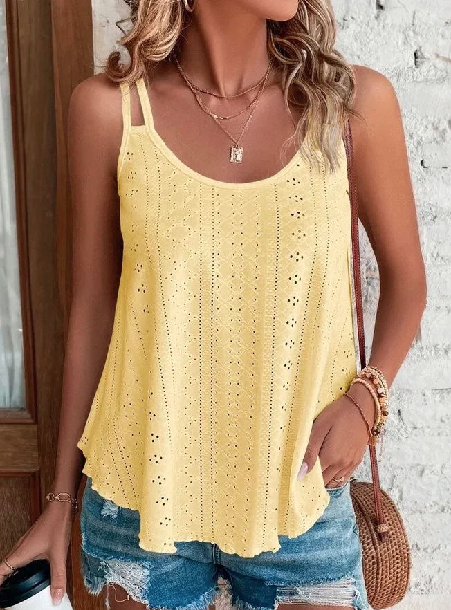 Boho Style Spaghettiträger Sommer Shirt in Gelb