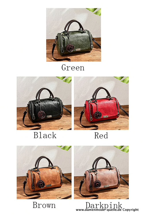 Boston Style Leder Handtasche für Damen in Mehreren Farben