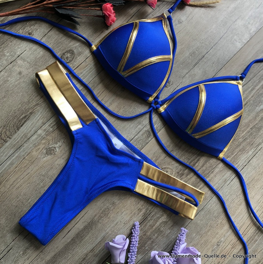  Brasilianischer Push-up Bikini in Beach Wear Blau