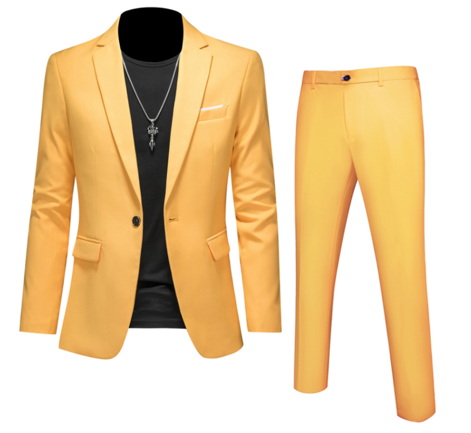 Business Herren Anzug Elegant in Gelb Zweiteilig
