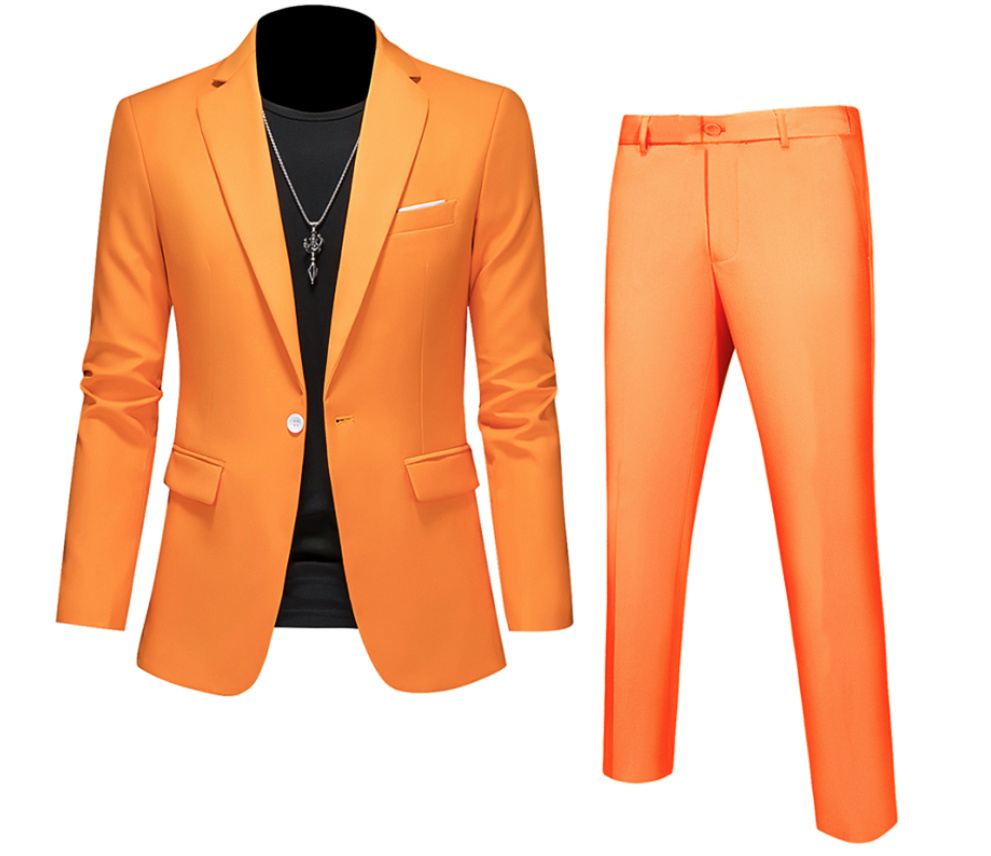Business Herren Anzug Elegant in Orange Zweiteilig