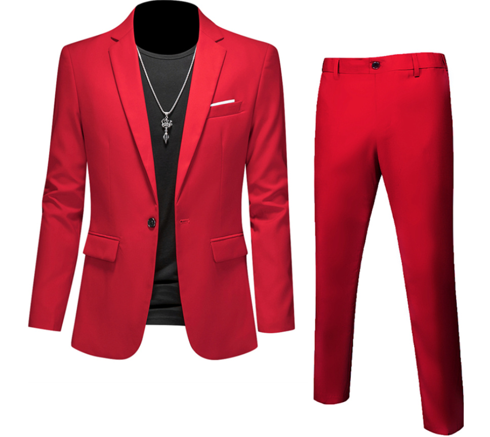 Business Herren Anzug Elegant in Rot Zweiteilig