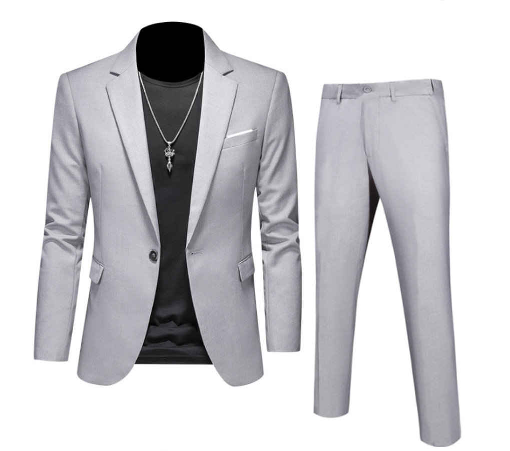 Business Herren Anzug Elegant in Silber Zweiteilig