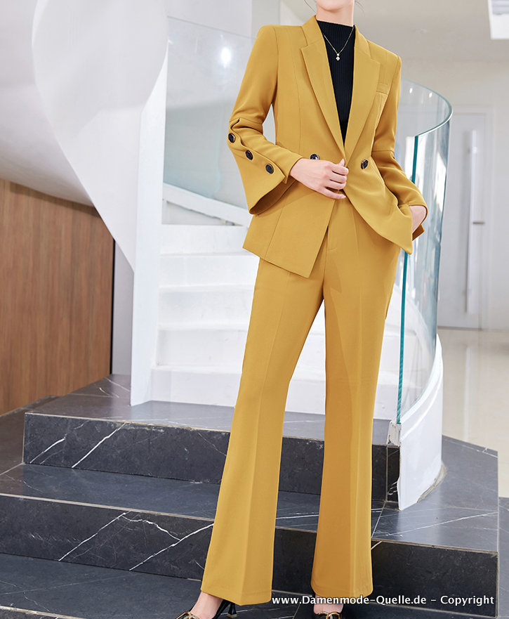 Business Outfit Hosenanzug für Damen in Gelb Elegant
