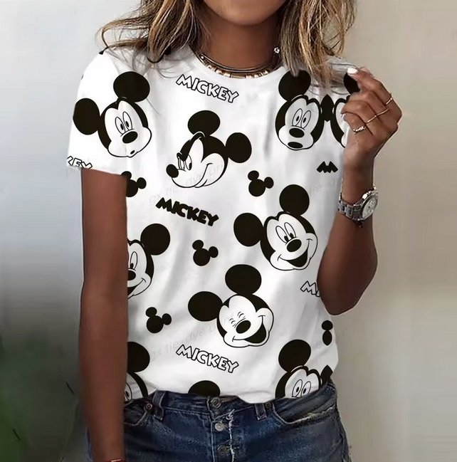 Cartoon Mickey Print Damen Sommer Shirt 2025