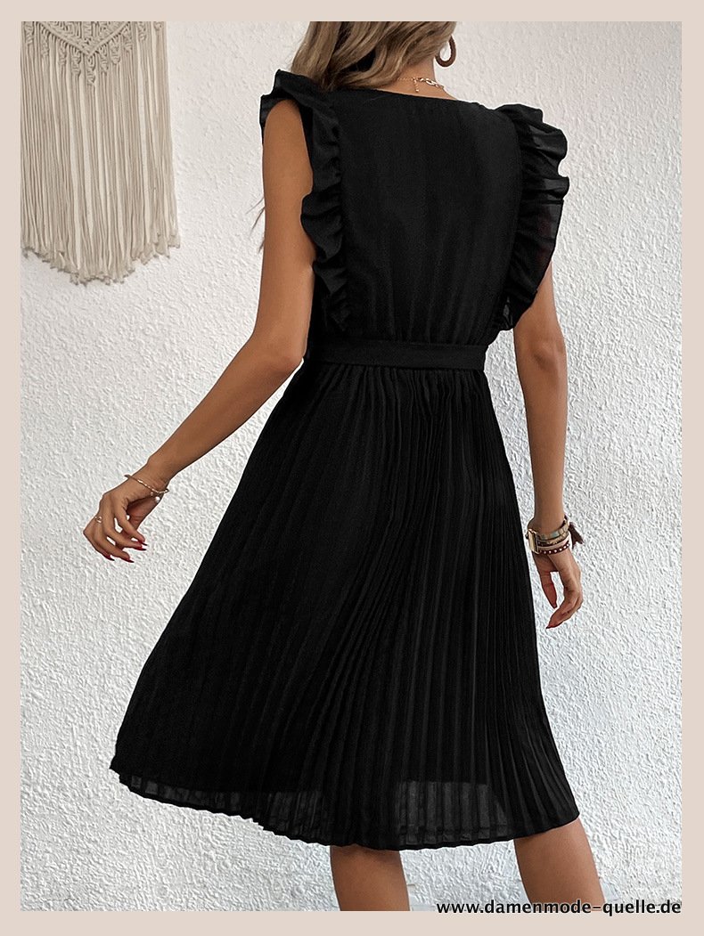 Chic und Elegante Party Kleid für Damen Rüschen Ärmellose 