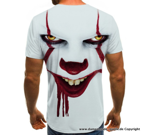 Clown Print Herren Sommer T-Shirt für Herren Weiß