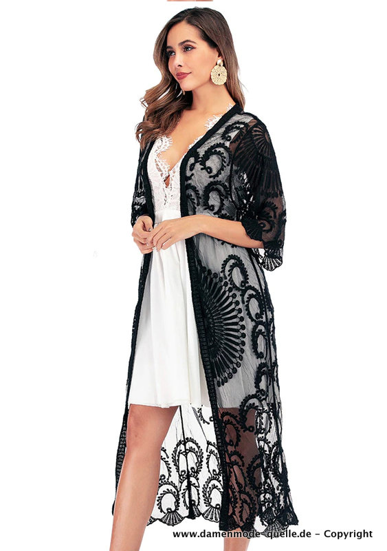 Cover Up Sommerkleid aus Spitze in Schwarz