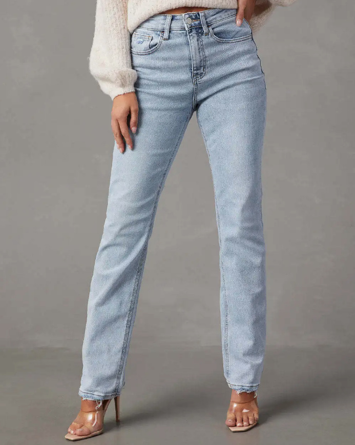 Damen Baggy Jeans 2024 in Hellblau mit Hohe Taille 