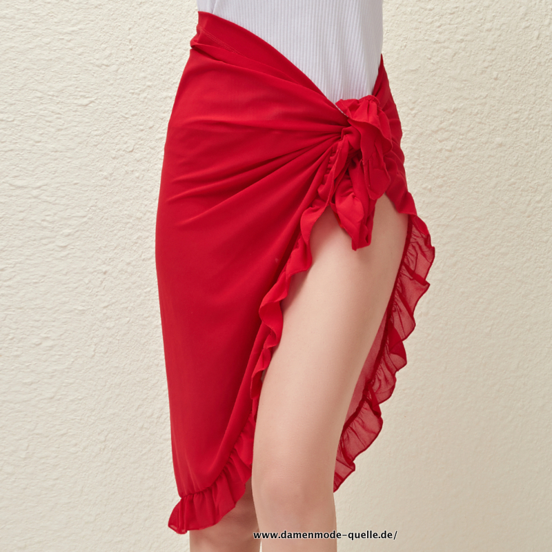 Damen Chiffon Strand Bikini Abdeckung Cover Up in Rot