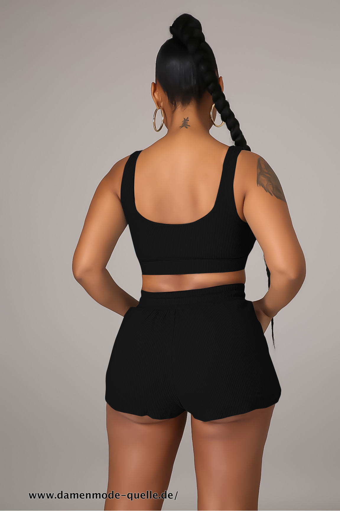 Damen Freizeit Set Tank Top und Shorts Anzug 2023 Yoga Fitness Schwarz