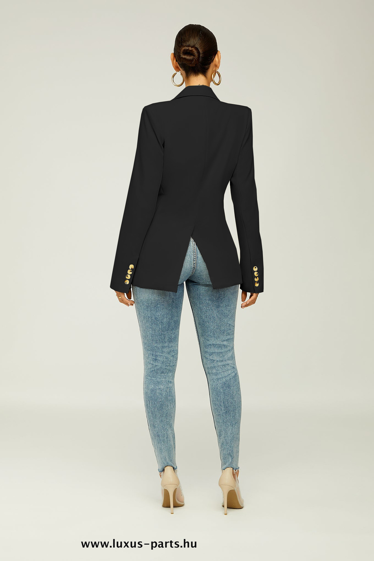Damen Langarm Zweireiher Kragen Blazer 2023 Klassische Blazer in Schwarz
