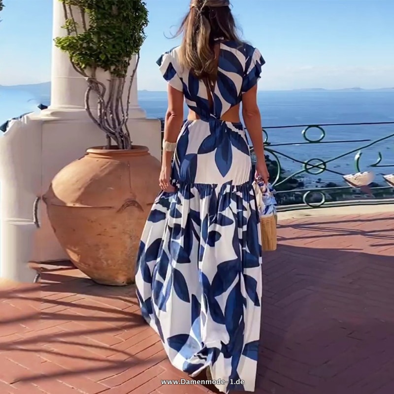 Damen Maxi Kleid 2023 Sommer Sexy Mode mit Schmetterling Motiven