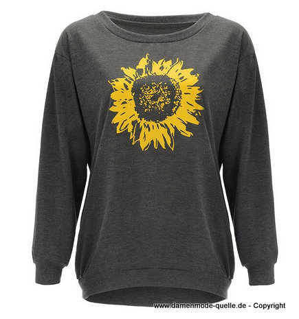 Damen Sommer Pullover mit Sonnenblume