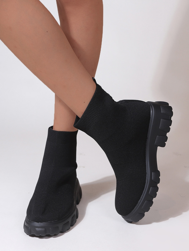 Damen Stiefel Socken Stiefel für Damen Kurz in Schwarz