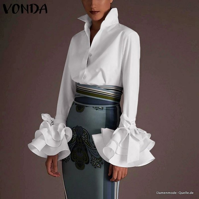 Damen Vintage Bluse 2023 Elegante Büro Bluse