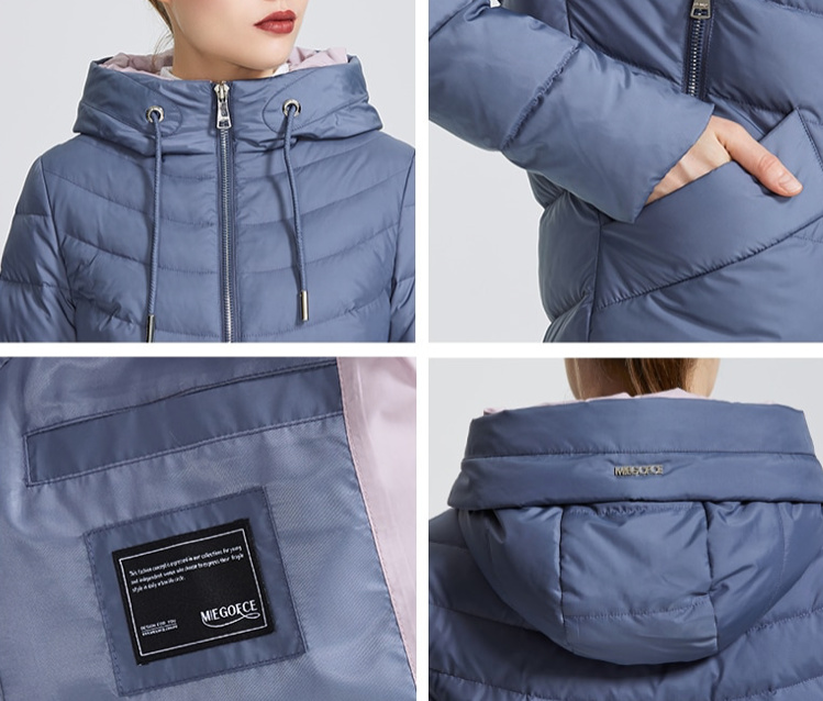 Damen Winter Parka - Jacke Lang in Blau