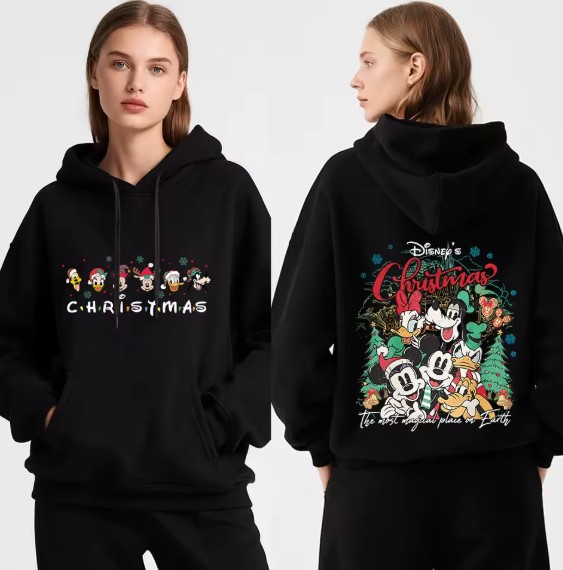 Disney Fleece-Kapuzenpullover für Damen mit Weihnachtsmotive Schwarz