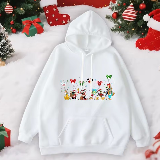 Disney Mickey Ballon Damen Weihnachtspullover in Weiß
