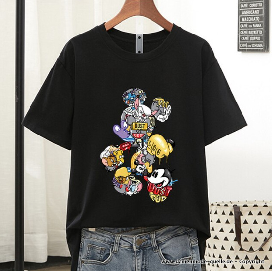 Disney Mickey Maus Kurzarm Shirt in Schwarz