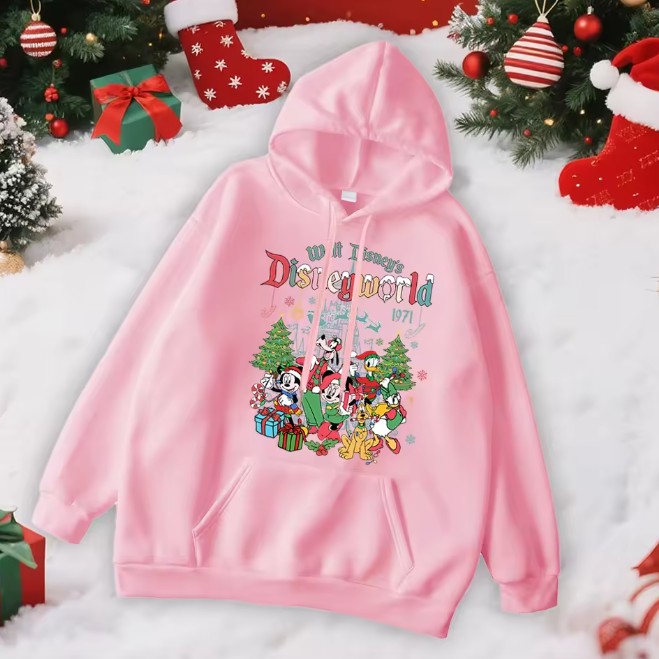 Disneyworld Mickey and Friends Damen Weihnachtspullover in Rosa
