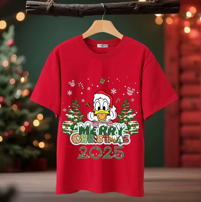 Donald Duck Damen Weihnachts-Shirt in Rot