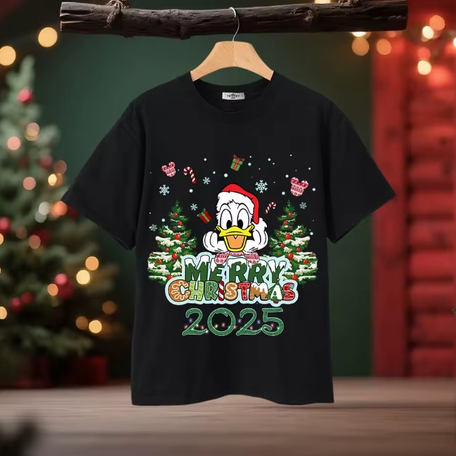 Donald Duck Damen Weihnachts-Shirt in Schwarz