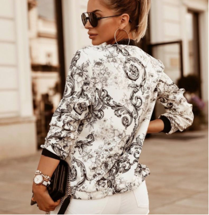 Dünne Print Damen Bomber Jacke