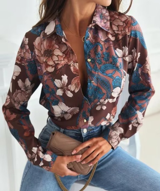 Elegante Damen Bluse Elayne mit Blumen Muster