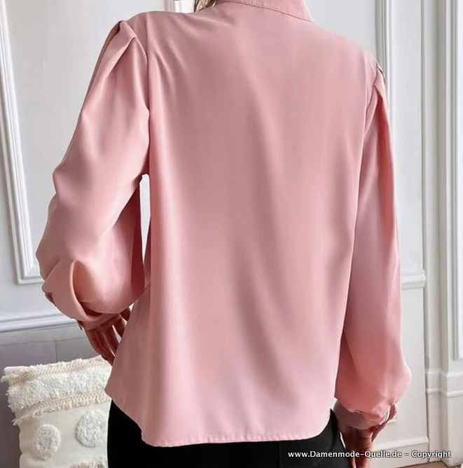 Elegante Damen Bluse in Lachs mit Stehkragen