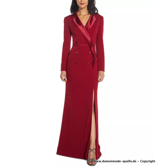 Eleganter Damen Mantel Lang in Rot