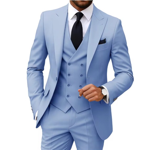 Eleganter Herrenanzug Dreiteilig in Hellblau