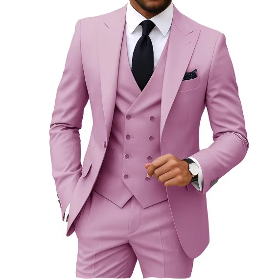 Eleganter Herrenanzug Dreiteilig in Rosa