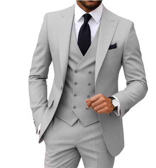Eleganter Herrenanzug Dreiteilig in Silber