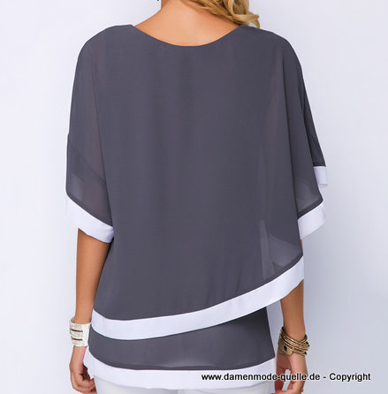 Elegantes Chiffon Sommer Tunika in Silber