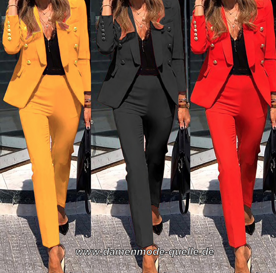 Elegantes Hosenanzug Outfit in Gelb Rot oder Schwarz