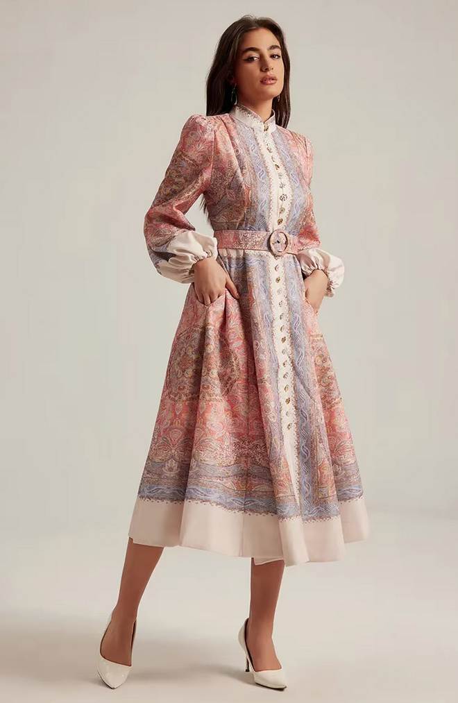 Elegantes Maxi Sommerkleid 2025 Wadenlang mit Vintage Muster